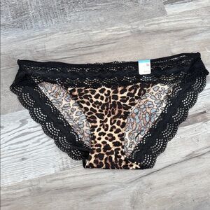 SO Leopard Print Lace Trim Bikini Panties